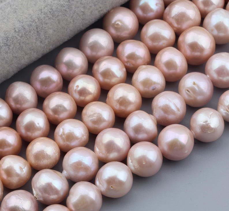 11-14mm Genuine Edison Baroque Pearl Beads,Natural Pearl Beads,Lustrous Round Purple Freshwater Pearls,Loose Pearl Beads-15.5inches-ADS001 image 4