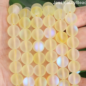 Matte Beige Spectrolite Beads, 6/8/10/12mm Light Yellow Healing Energy Gemstone, Mermaid Gemstone, Jewelry Making, Beading Supplies/MS0016