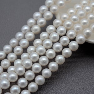 8-9mm High Quality  Natural White Round Freshwater Pearl Beads, Genuine Freshwater Pearls,Loose Beads for Bracelet Necklace--52pcs-JPS02