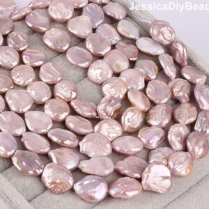 17-18x18-20mm Purple Flat Coin Pearls, Irregularly Shape Natural Freshwater Cultured Pearls, Handmade Jewelry Making-22pcs-16inches-NK002-3