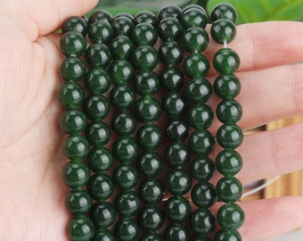 Deep Green Color Malay Jade, 4-12mm Dark Color Beads, for Necklace Bracelet, DIY Jewelry Making, Wholesale Jade, Loose Beads Strand/STN00109