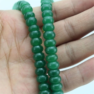 5x8mm Green Smooth Rondelle Jade Beads, Jade Rondelle Beads, Wholesale Loose Beads, Beaded Supplies, One Full Strand--80pcs--15inches--ST146