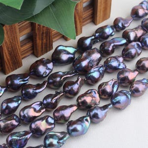 Large Baroque Black Freshwater Pearl Strand: 17-19pcs