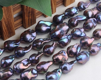 Large Baroque Black Freshwater Pearl Strand: 17-19pcs