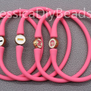 11mm Minimalist Personalize Letter Silicone Rubber Stretch Bracelet, Custom Silicone Rubber Bracelet, Womens Bracelets---8.3 inches---Bar-58