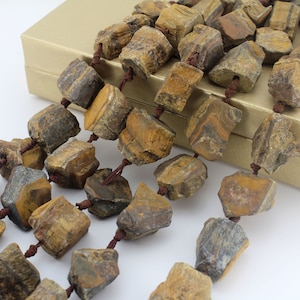 15-24mm Natural Free form Tiger Eye Beads, Raw Stone Beads,Natural Raw Rough Gemstone Beads,Rock Stone Beads,DIY Beads--15pcs-17inches-ST184
