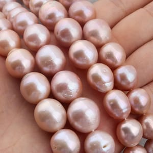 11-15mm High Luster Large Round Purple Freshwater Pearls,Genuine Edison Pearl Beads,Natural Pearl Beads,Loose Pearl Beads-15.5inches--ADS002