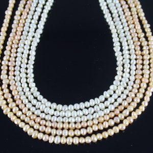 3-3.5mm Genuine Loose Seed Pearls, Natural Freshwater Cultured Pearl Rice Beads, Wedding Pearls, Pearl for Necklace Making--13.5inches--FP02