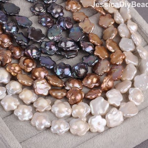 15x17mm Unique Flower Freshwater Pearls, Natural Irregularly Plum Blossom Pearls, Loose Pearl Beads, Wedding Jewelry-15inches-22pcs--AG006