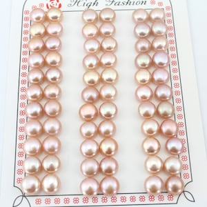 Lustrous Pink Purple Button Genuine Freshwater Pearls, 6-6.5mm Half Drilled Button Pearls, Loose Pearls, For DIY Pearl Stud Earrings---FP25