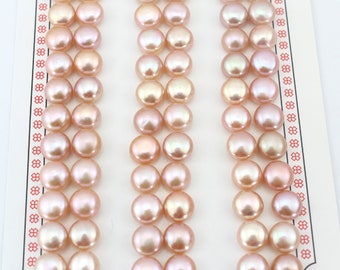 Pink Purple Button Freshwater Pearls, 6-6.5mm Loose Pearls