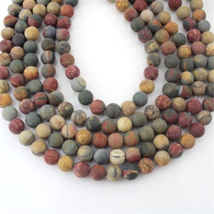 6/8/10mm Matte Natural Picasso jasper Beads,Matte Pred creek Gemstone Beads,Loose Picasso jasper beads,Wholesale  Beads-15-16 inches-ST131
