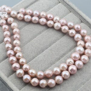 11-14mm Genuine Edison Baroque Pearl Beads,Natural Pearl Beads,Lustrous Round Purple Freshwater Pearls,Loose Pearl Beads-15.5inches-ADS001 image 6
