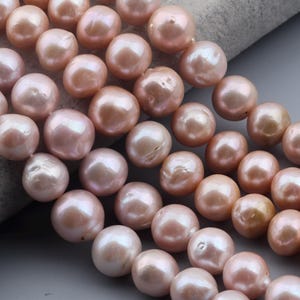 11-14mm Genuine Edison Baroque Pearl Beads,Natural Pearl Beads,Lustrous Round Purple Freshwater Pearls,Loose Pearl Beads-15.5inches-ADS001 image 3