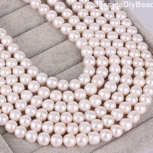 11-12mm Natural White Freshwater Pearls ,Loose Pearl Beads,Genuine Round Cultured Pearl Beads,Pearl Jewelry-15.5inches-40 pcs-BHY008