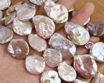 20x23mm Large Purple Coin Pearls, Genuine Cultured Freshwater Button Pearl, Loose Pearl Beads, Diy Pearl Jewelry Supplies, Wholesale Pearls
