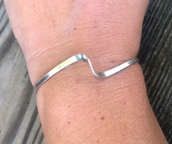 Sterling Silver Wave Cuff Bracelet - image 6