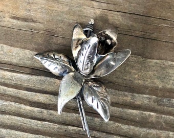 Vintage Taxco Sterling Silver Flower Brooch