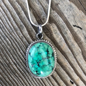 Southwestern Sterling Silver Turquoise Pendant Necklace