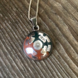 Vintage Sterling Silver Enamel Tribal Pendant Necklace