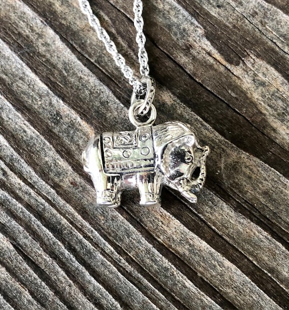 Sterling Silver Elephant Pendant Necklace - image 1