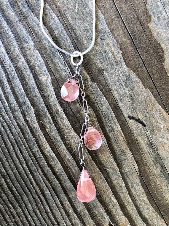 Sterling Silver Cherry Quartz Necklace