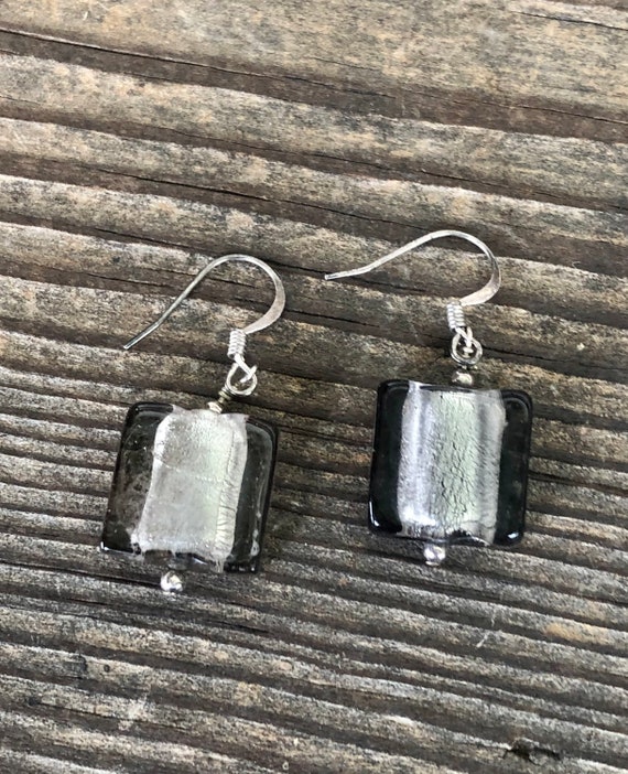 Sterling Silver Art Glass Earrings