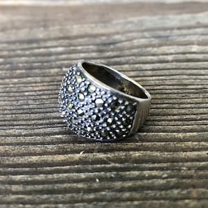 Sterling Silver Marcasite Domed Band Ring