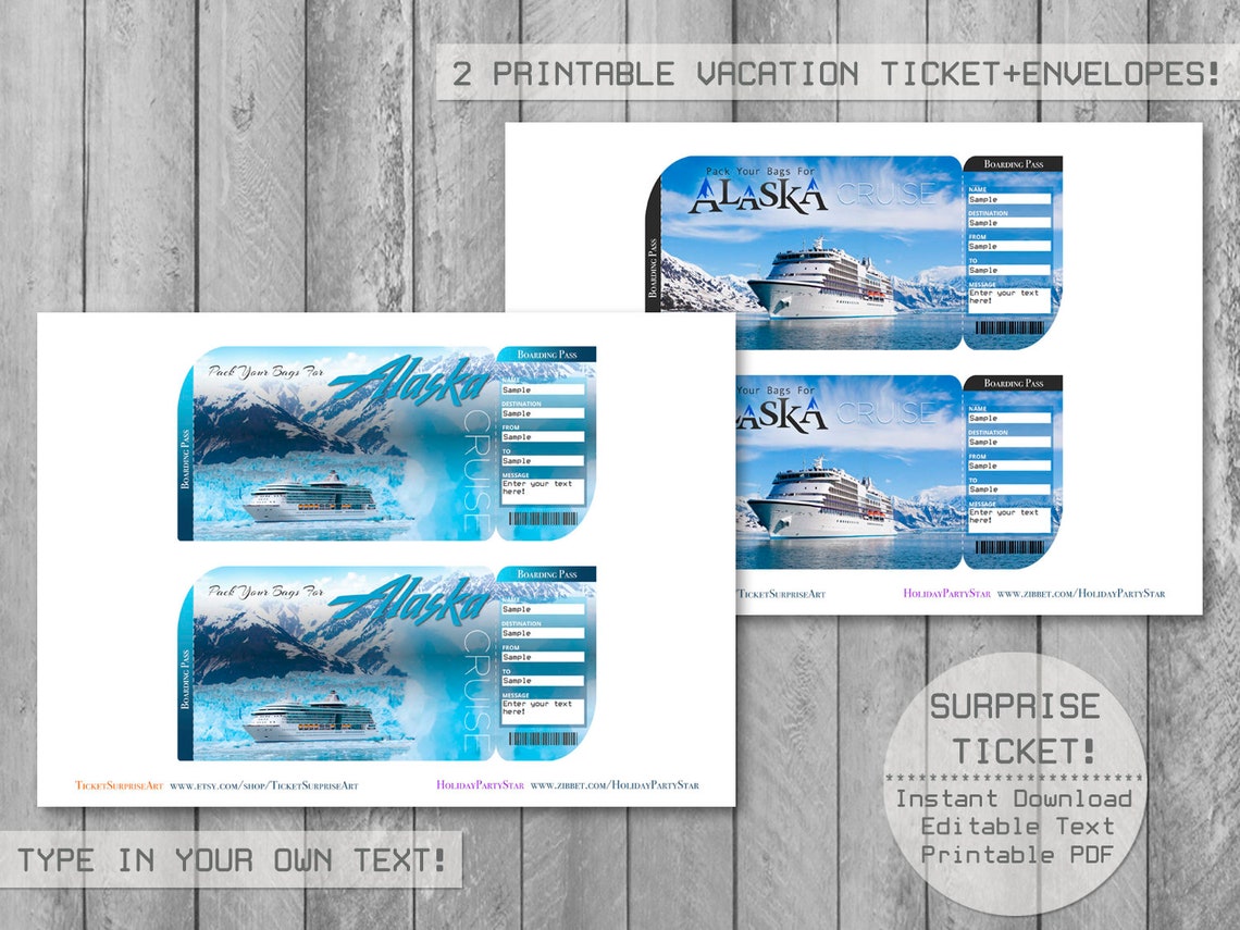 Alaska CruiseTrip Ticket Printable Boarding Pass Surprise | Etsy