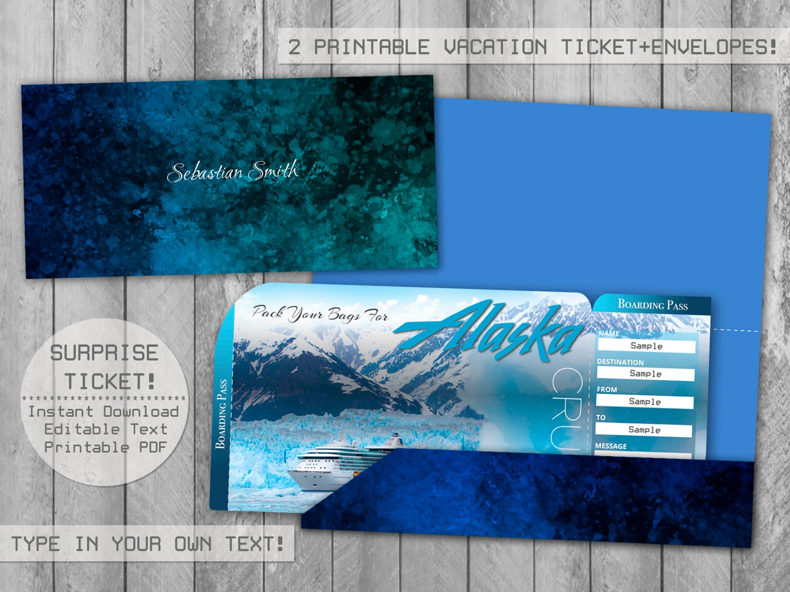 Alaska CruiseTrip Ticket Printable Boarding Pass Surprise | Etsy