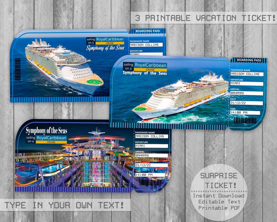 Symphony the Seas Royal Caribbean Cruise Printable Trip Ticket Etsy