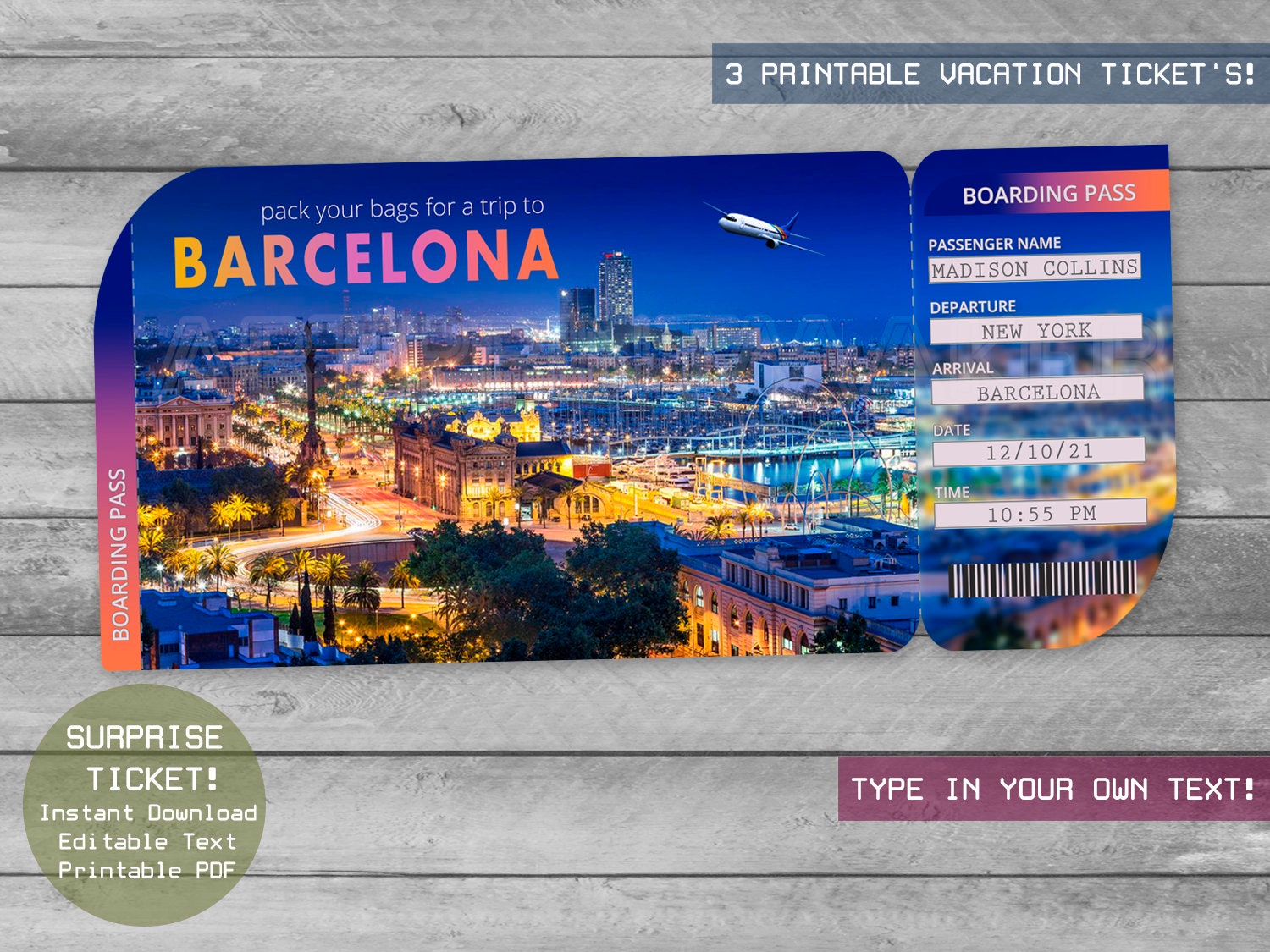 round trip ticket to spain