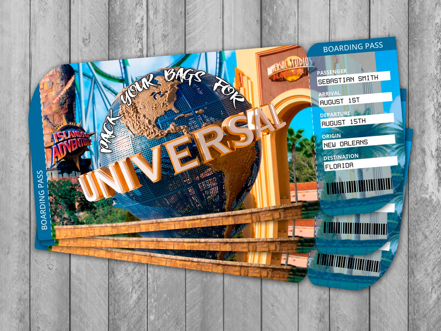 surprise universal studios printable trip ticket editable etsy