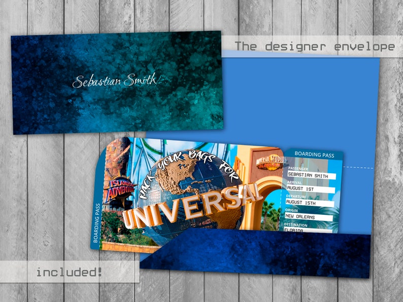 surprise universal studios printable trip ticket editable etsy