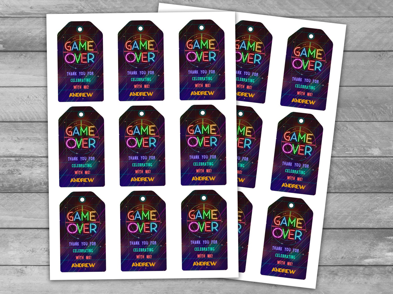 thank you laser tags party pdf editable thank you printable etsy