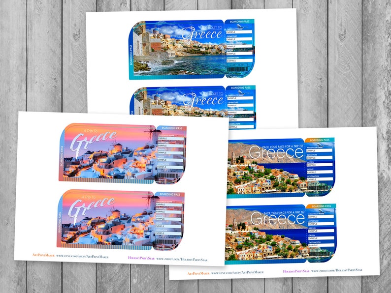 Greece Trip Ticket Printable Boarding Pass Greece Surprise Etsy
