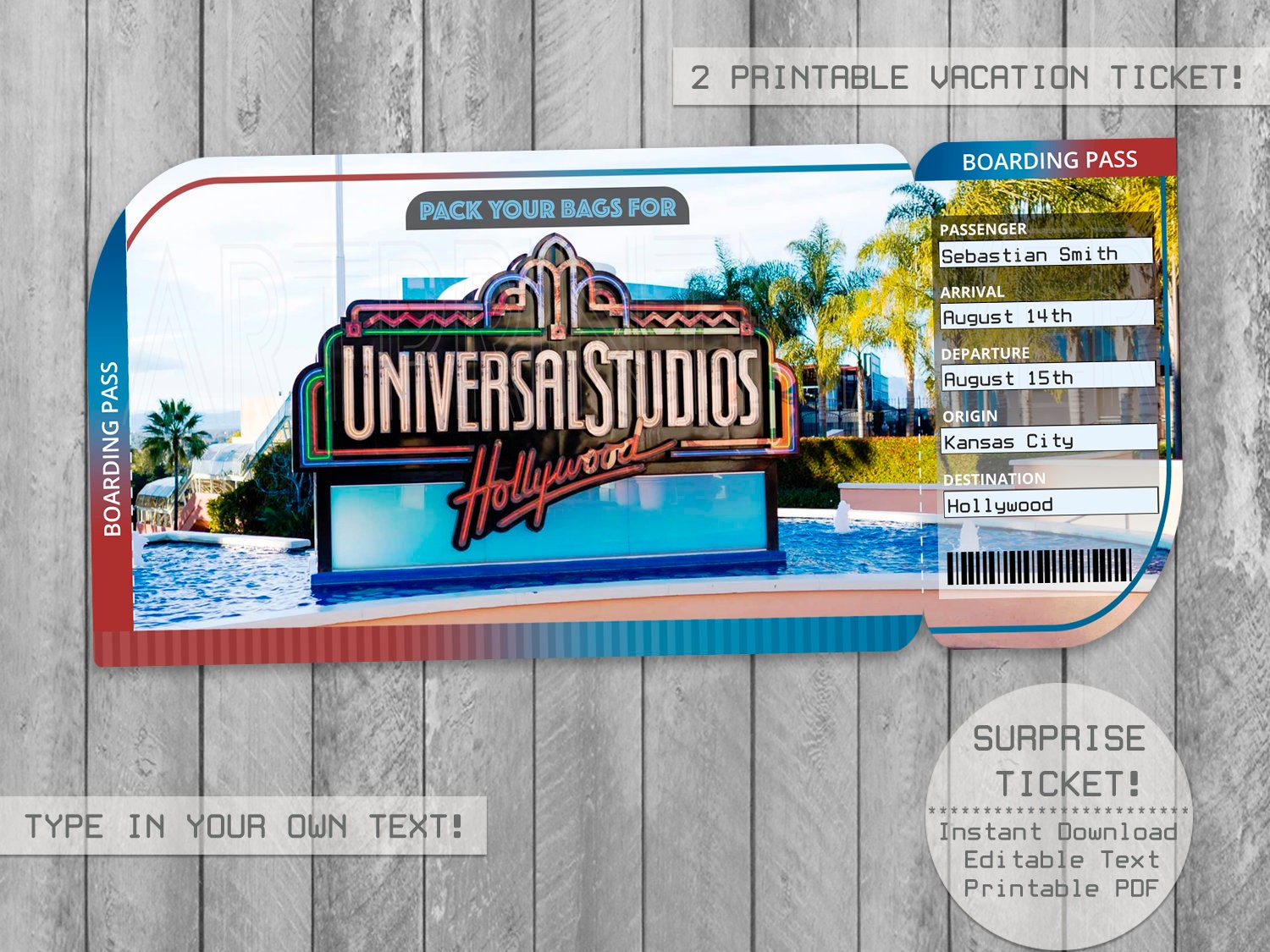 Universal Studios Ticket Template