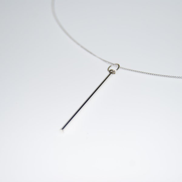 Minimalist Sterling Silver Vertical Bar Necklace, Everyday Simple Silver Bar Necklace, Everyday Jewelry, Silver Layering Necklace