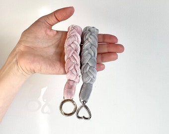 Bracelet porte-clés personnalisé, porte-clés en velours gris