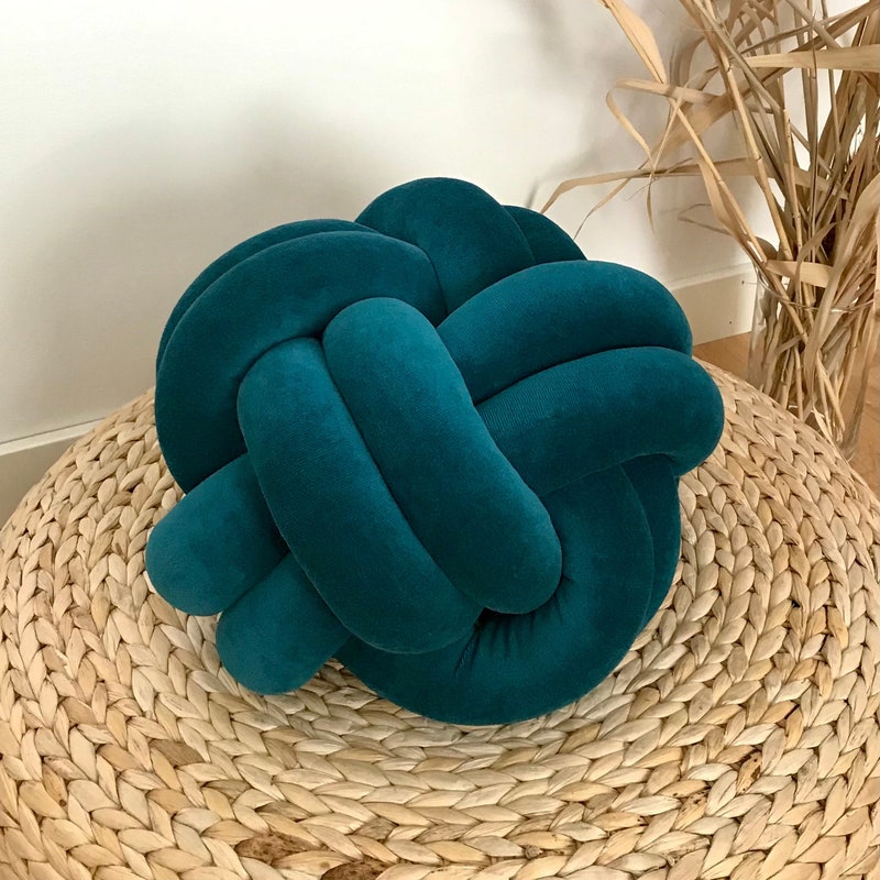 Round Teal Pillow Etsy