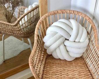 Velvet knot pillow, Large round knot cushion, Scandinavian decorative  pillow, Floor knot pillow