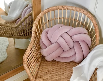 Dusty Pink knot cushion, Scandinavian minimalist design Reversible knot pillow 2in1