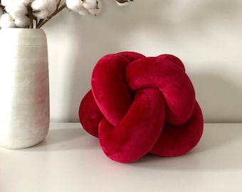 Cadeau Saint-Valentin, petit coussin noeud, coussin boule de velours, coussin noeud décoratif, coussin décoratif