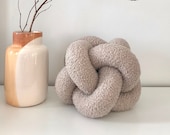 Set of 2 Boucle knot pillows, Boucle ball pillow, Decorative knot cushion, Cute accent pillow, Office decoration, Original Swedish design