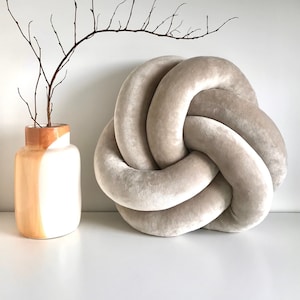 Round Velvet Knot Pillow, Flat Knot Cushion, Cute Accent Pillow gift