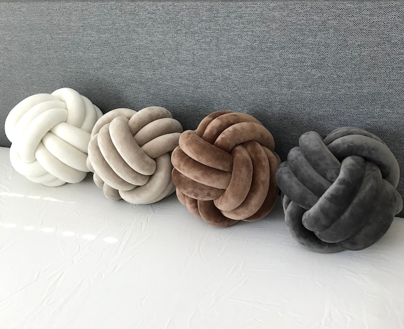 White Velvet Knot Pillow Large Knot Cushion Decorative Ball Etsy
