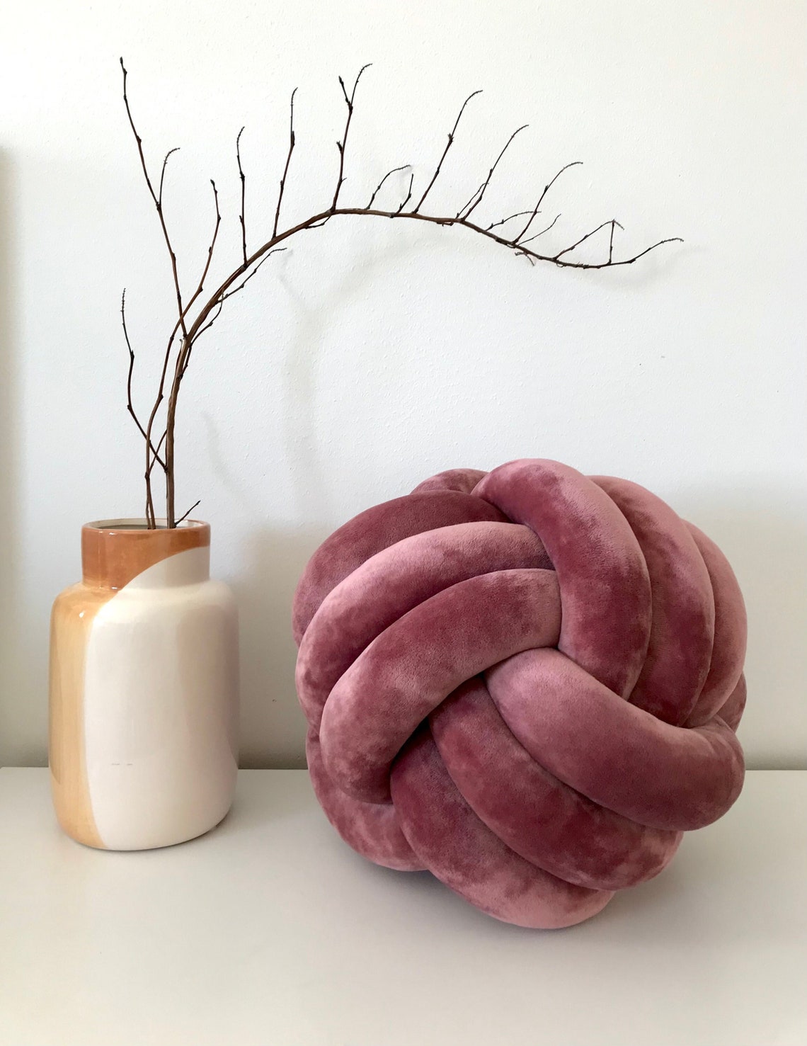 Dusty Pink Knot Pillow Large Velvet Knot Pillow Luxury Knot Etsy