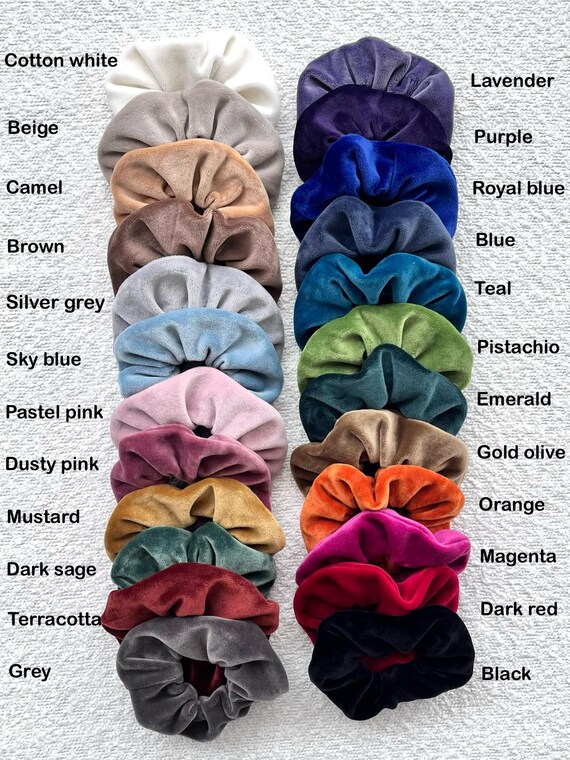 Neutral Velvet Hair Scrunchies, Soft Plush Accessories, Set  display picture 2