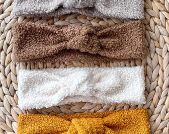 Fascia per capelli Teddy Bouclé Knot – Fascia invernale morbida, regalo accogliente
