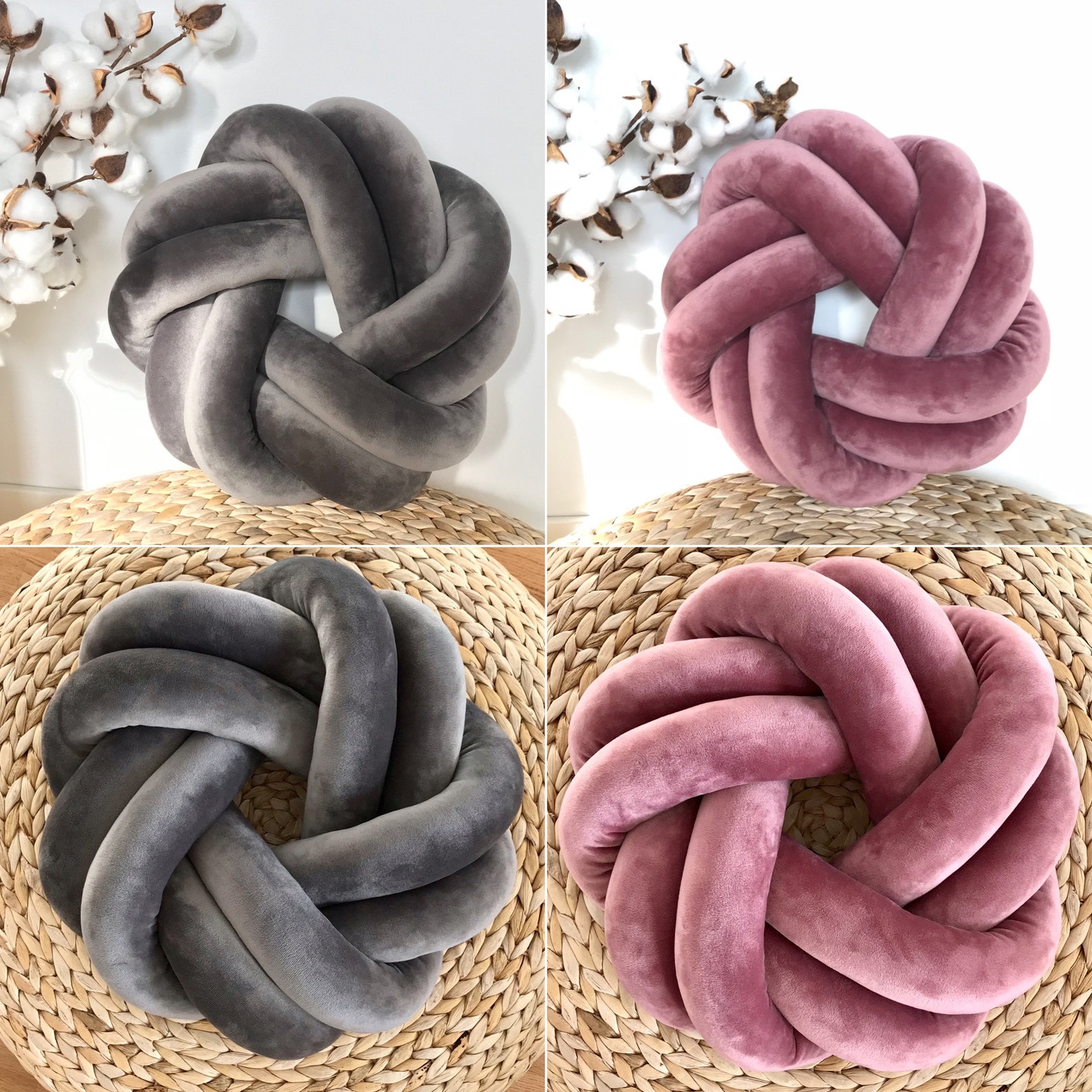 Velvet Knot Pillow Reversible Sphere & Swirl Knot Cushion Etsy